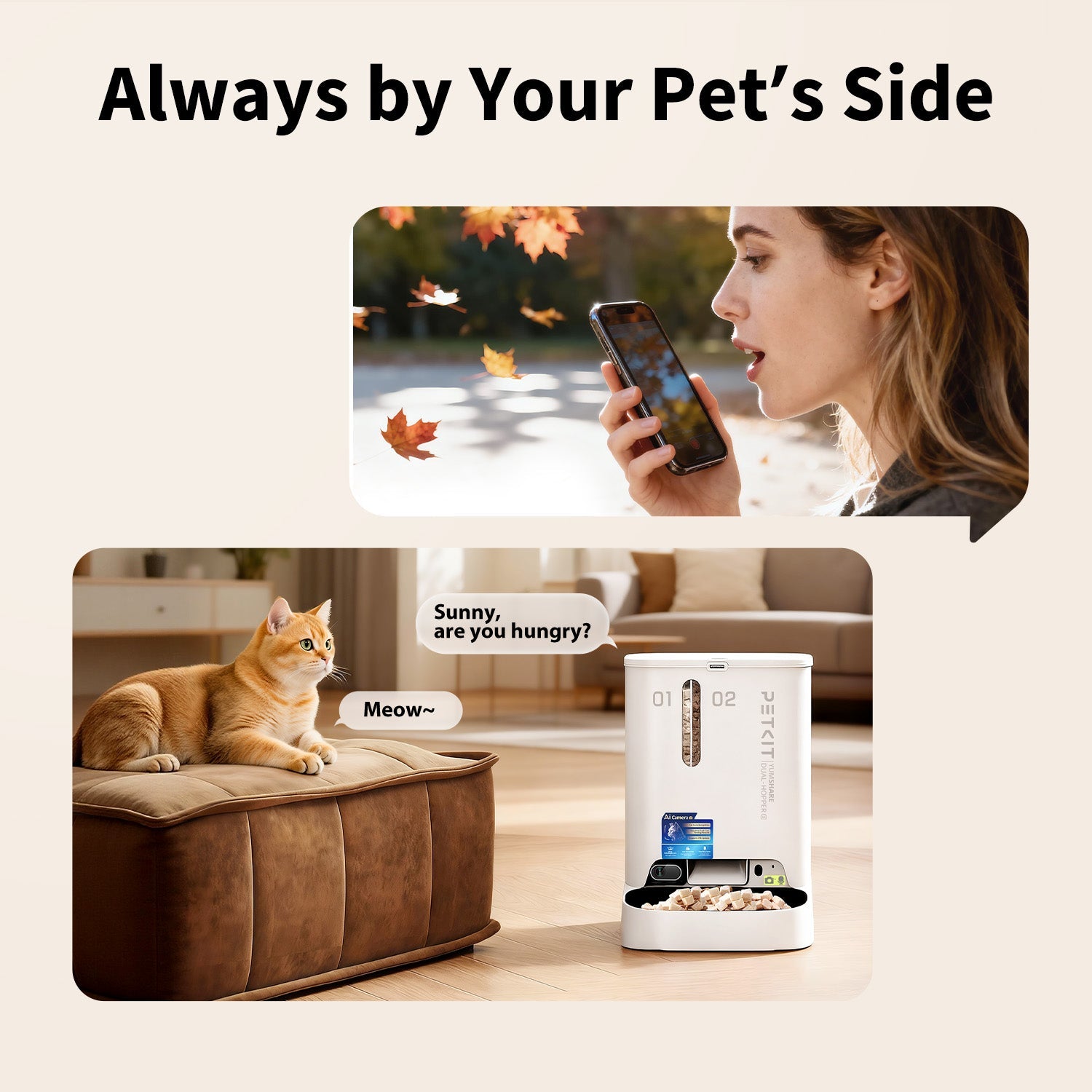 PETKIT YumShare Dual-hopper 2 portion control feeding