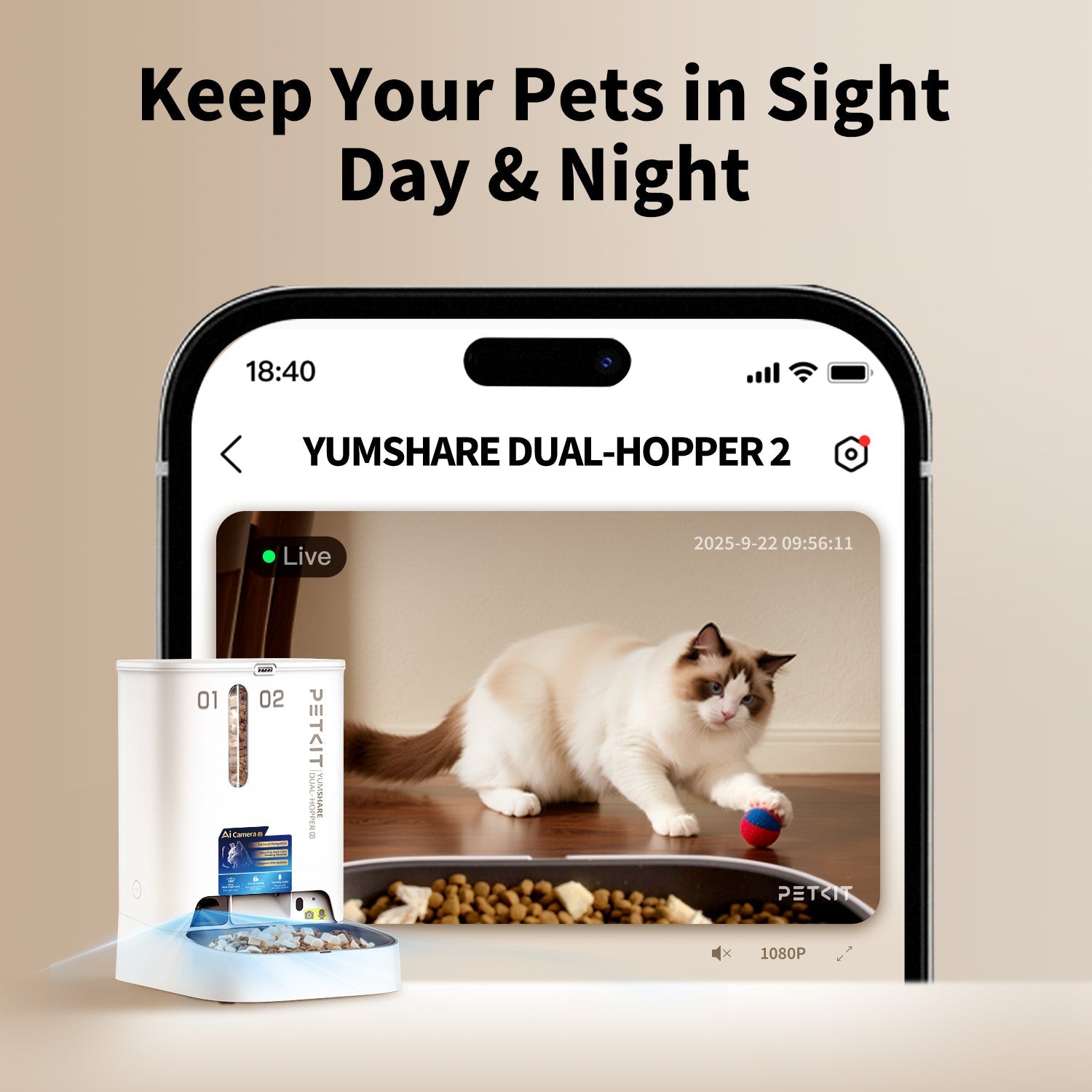 PETKIT YumShare Dual-hopper 2 automatic feeder with AI camera