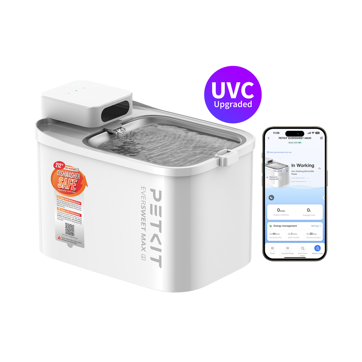 PETKIT EverSweet Max 2 UVC product with PETKIT app