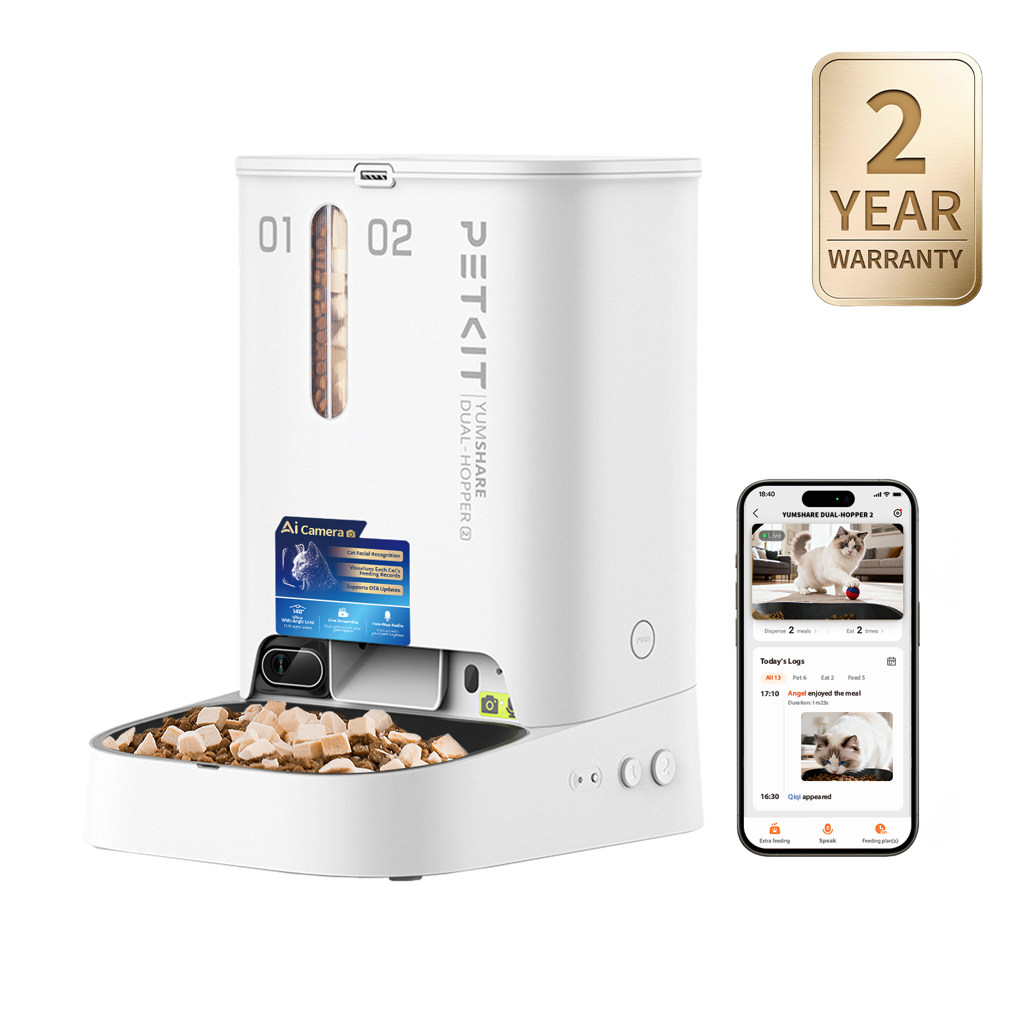 YumShare Dual-hopper 2 Automatic Feeder with Camera