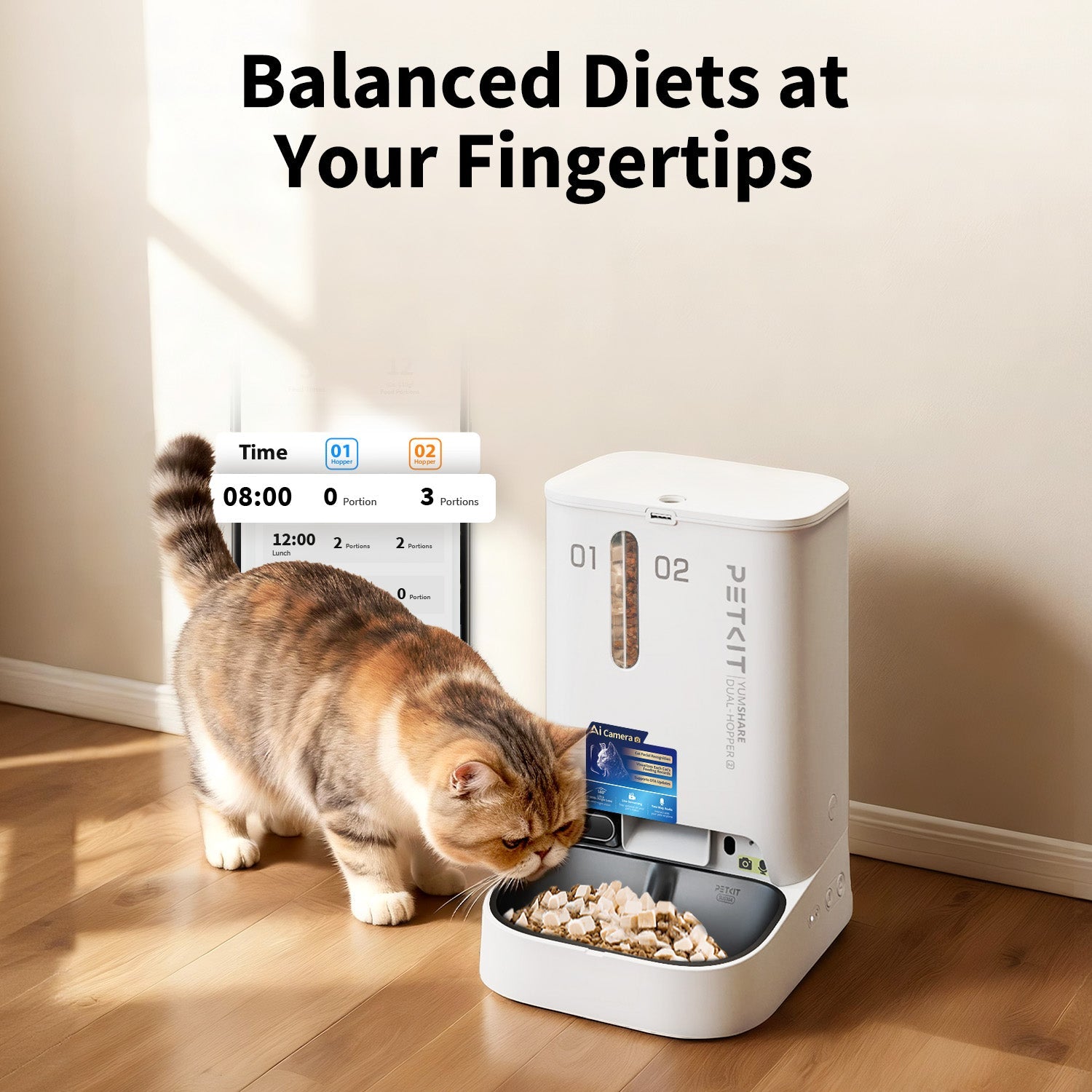 PETKIT YumShare Dual-hopper 2 smart pet feeder side view